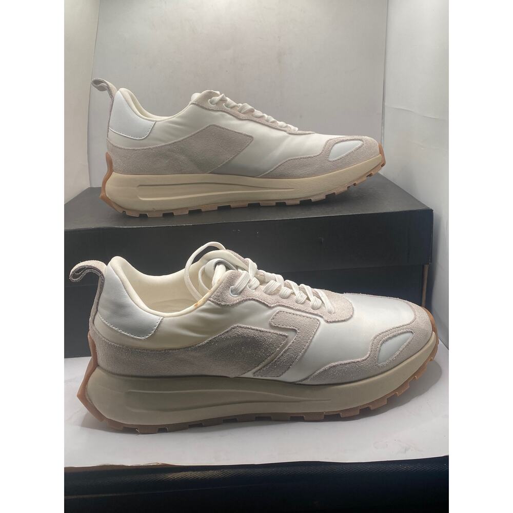 Running Sneaker Leather & Nylon Mix White Size US 8